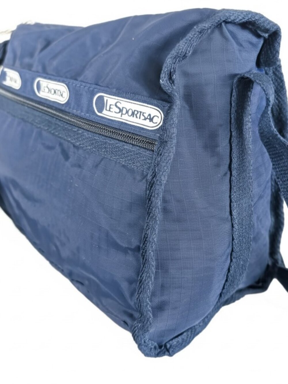 LeSportsac RARE VTG NWT 80s Deluxe Shoulder Satchel Navy 7513 Made in USA - Picture 5 of 16